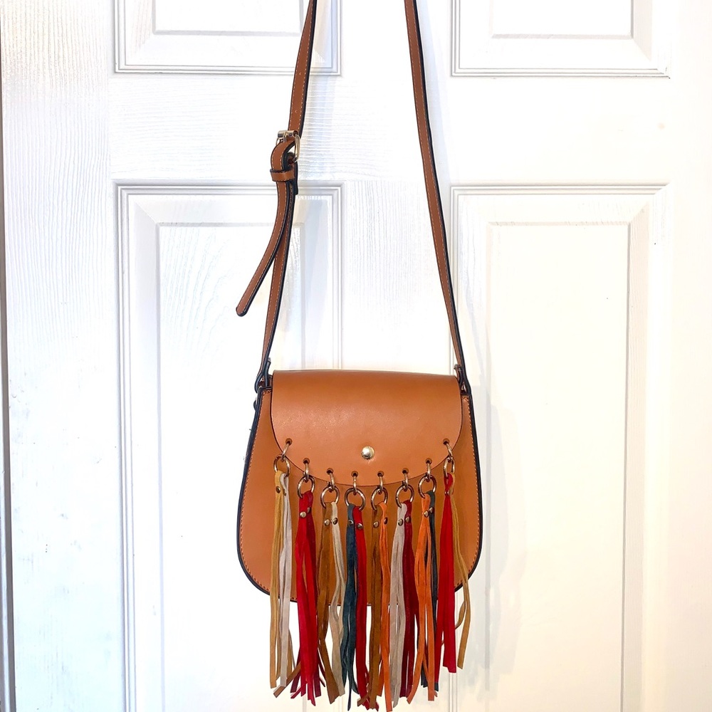 Mellow World Colorful Tassle Crossbody Purse